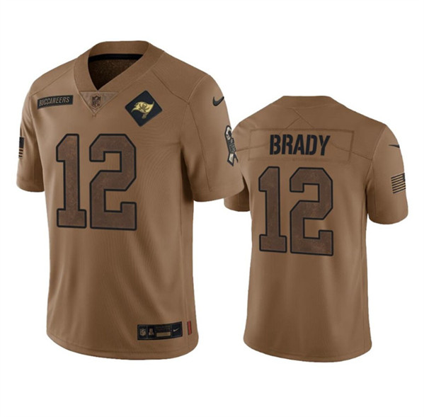 Tampa Bay Buccaneers #12 Tom Brady 2023 Brown Salute To Service Limited Stitched Jersey