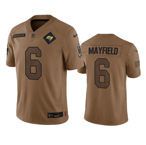 Tampa Bay Buccaneers #6 Baker Mayfield 2023 Brown Salute To Service Limited Stitched Jersey