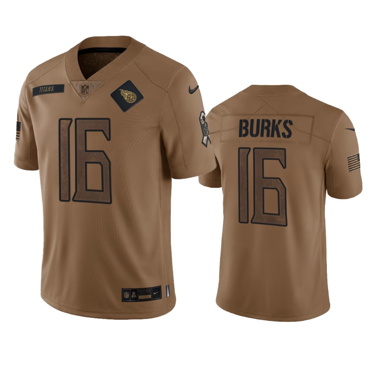 Tennessee Titans #16 Treylon Burks 2023 Brown Salute To Service Stitched Jersey