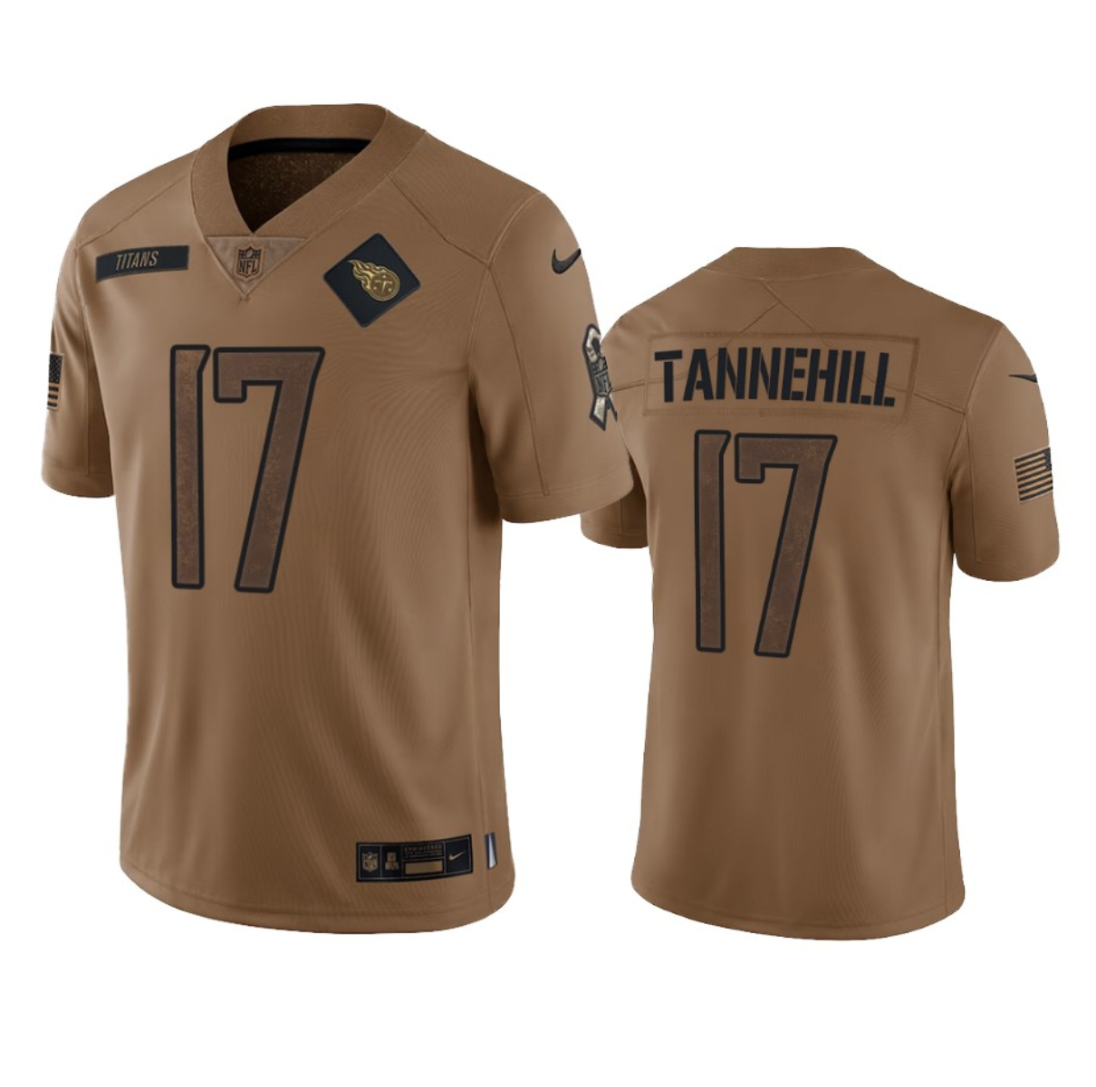 Tennessee Titans #17 Ryan Tannehill 2023 Brown Salute To Service Stitched Jersey