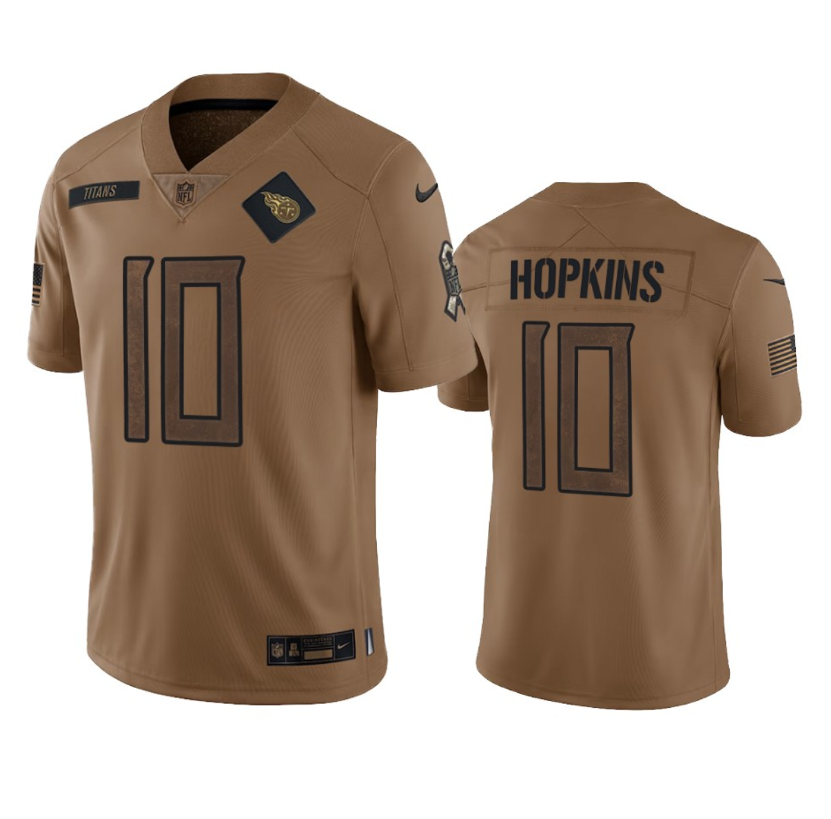 Tennessee Titans #10 DeAndre Hopkins 2023 Brown Salute To Service Stitched Jersey