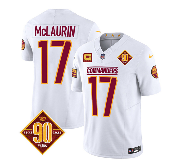 Washington Commanders #17 Terry McLaurin White 2023 F.U.S.E. 90th Anniversary Vapor Limited Stitched Jersey