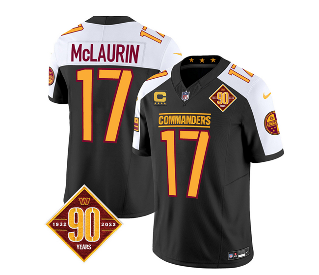 Washington Commanders #17 Terry McLaurin Black White 2023 F.U.S.E. 90th Anniversary Vapor Limited Stitched Jersey