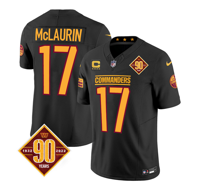 Washington Commanders #17 Terry McLaurin Black 2023 F.U.S.E. 90th Anniversary Vapor Limited Stitched Jersey