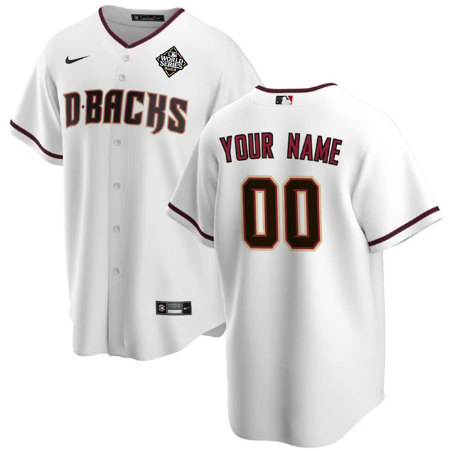 Arizona Diamondbacks Custom White 2023 World Series Home Cool Base Stitched Jersey