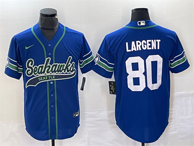 Seattle Seahawks #80 Steve Largent Royal Throwback Cool Base Stitched Jersey