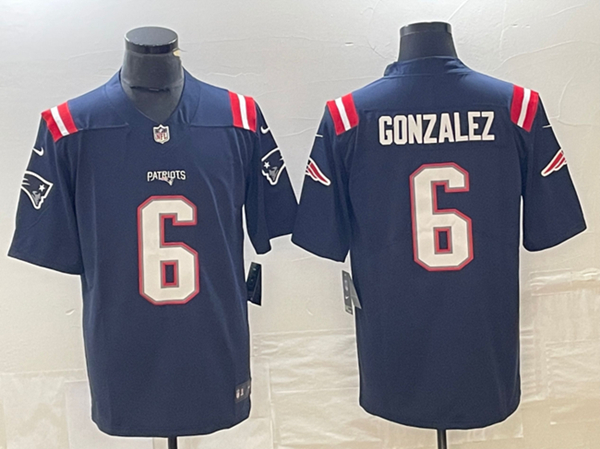New England Patriots #6 Christian Gonzalez Navy Vapor Untouchable Limited Stitched Jersey
