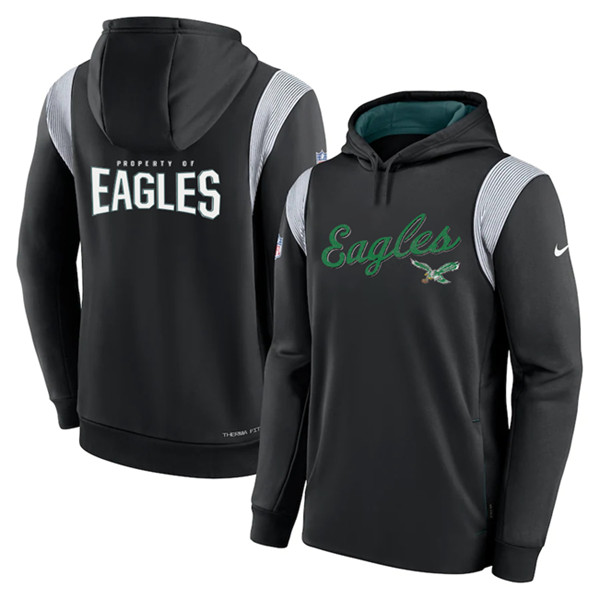 Philadelphia Eagles Black With Logo In Back Sideline Pullover Hoodie