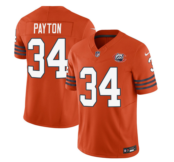 Chicago Bears #34 Walter Payton Orange 2023 F.U.S.E. Throwback Limited Stitched Game Jersey