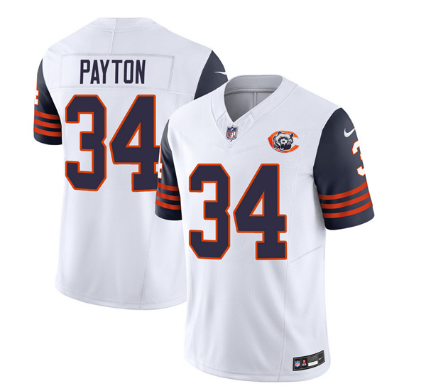 Chicago Bears #34 Walter Payton White Navy 2023 F.U.S.E. Throwback Limited Stitched Game Jersey