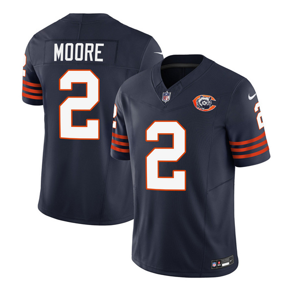 Chicago Bears #2 DJ Moore Navy 2023 F.U.S.E. Throwback Limited Stitched Game Jersey
