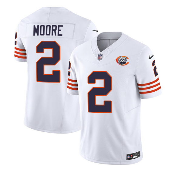 Chicago Bears #2 DJ Moore White 2023 F.U.S.E. Throwback Limited Stitched Game Jersey
