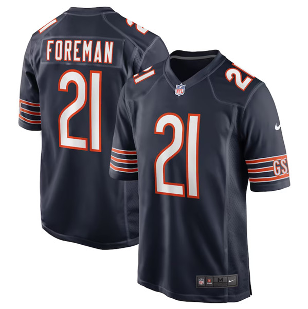 Chicago Bears #21 D'Onta Foreman Navy Stitched Game Jersey