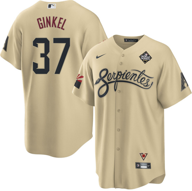 Arizona Diamondbacks #37 Kevin Ginkel Gold 2023 World Series City Connect Cool Base Stitched Jersey