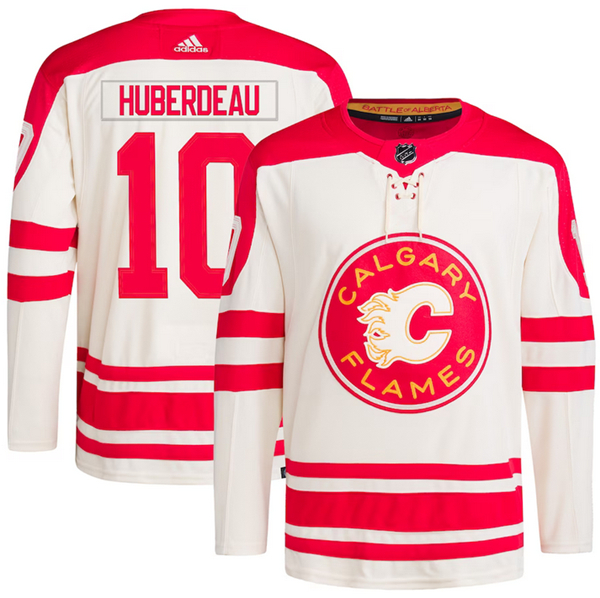 Calgary Flames #10 Jonathan Huberdeau 2023 Cream Classic Primegreen Stitched Jersey