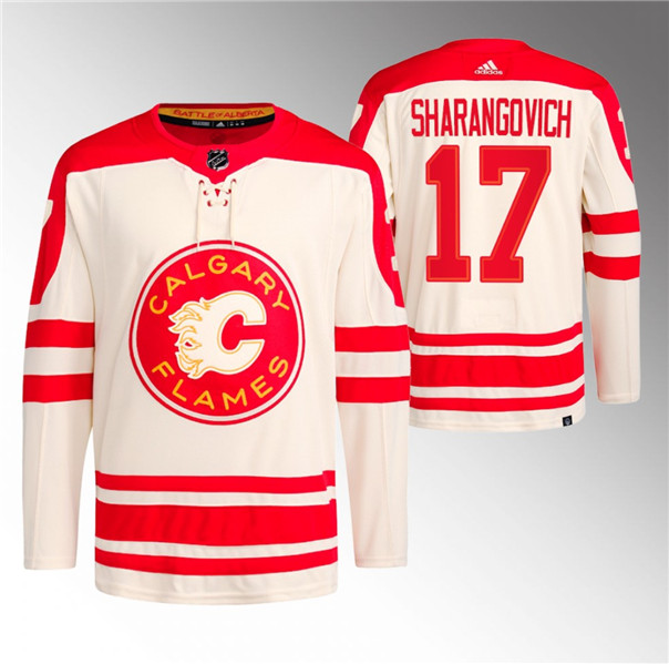 Calgary Flames #17 Yegor Sharangovich 2023 Cream Classic Primegreen Stitched Jersey