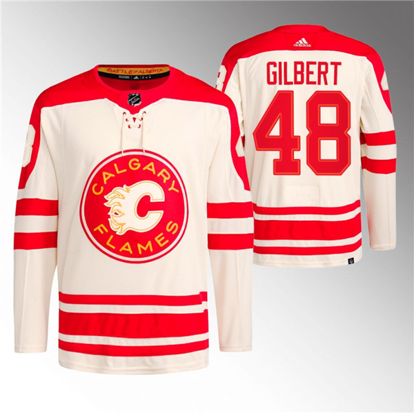 Calgary Flames #48 Dennis Gilbert 2023 Cream Classic Primegreen Stitched Jersey