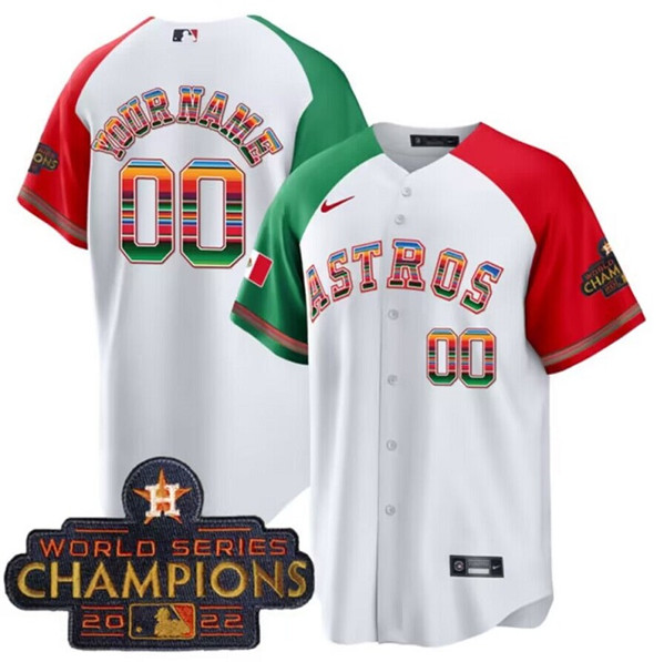 Houston Astros Custom White Mexico With World Serise Champions Patch Cool Base Stitched Jersey