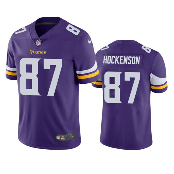 Minnesota Vikings #87 T.J. Hockenson Purple Vapor Untouchable Stitched Jersey
