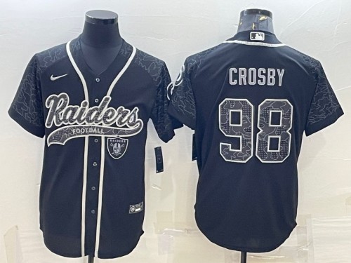 Las Vegas Raiders #98 Maxx Crosby Black Reflective With Patch Cool Base Stitched Jersey