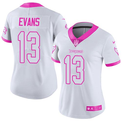 Tampa Bay Buccaneers #13 Mike Evans White Pink Vapor Untouchable Limited Stitched Jersey