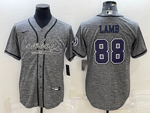 Dallas Cowboys #88 CeeDee Lamb Gray With Patch Cool Base Stitched Jersey