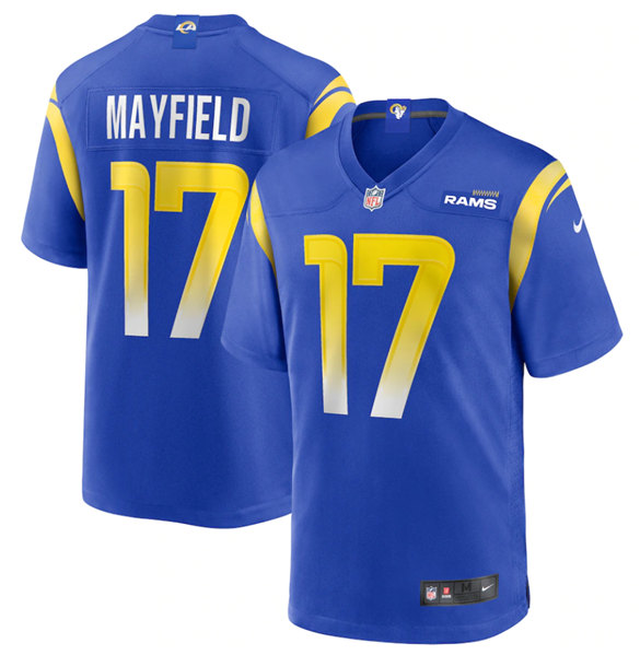 Los Angeles Rams #17 Baker Mayfield Royal Stitched Game Jersey