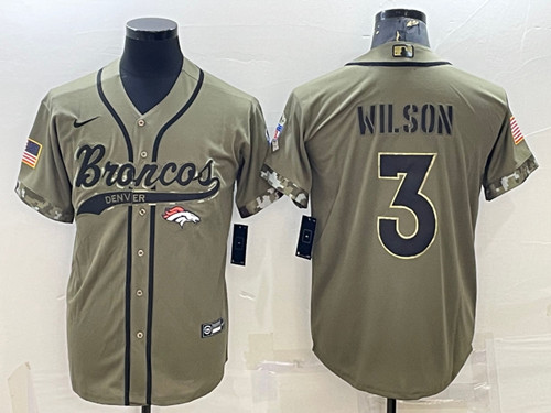 Denver Broncos #3 Russell Wilson Olive 2022 Salute To Service Cool Base Stitched Jersey