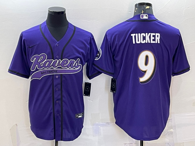 Baltimore Ravens #9 Justin Tucker Purple With Patch Cool Base Stitched Jersey