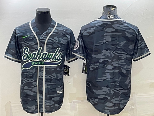 Seattle Seahawks Blank Gray Camo With Patch Cool Base Stitched Jersey
