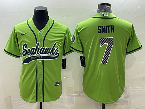 Seattle Seahawks #7 Geno Smith Green With Patch Cool Base Stitched Jersey