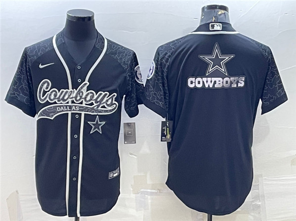 Dallas Cowboys Black Reflective Team Big Logo With Patch Cool Base Stitched Jersey