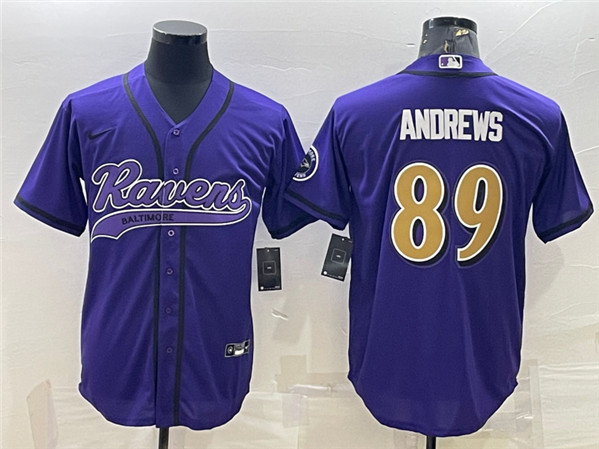 Baltimore Ravens #89 Mark Andrews Purple Gold With Patch Cool Base Stitched Jersey
