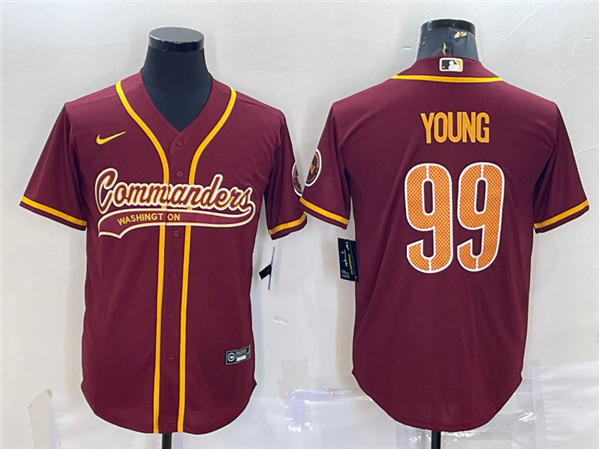 Washington Commanders #99 Chase Young Burgundy With Patch Cool Base Stitched Jersey