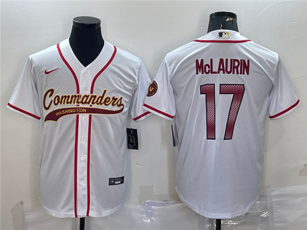 Washington Commanders #17 Terry McLaurin White With Patch Cool Base Stitched Jersey