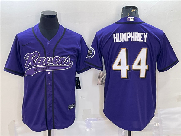 Baltimore Ravens #44 Marlon Humphrey Purple With Patch Cool Base Stitched Jersey
