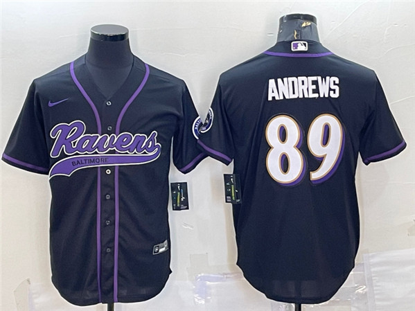 Baltimore Ravens #89 Mark Andrews Black With Patch Cool Base Stitched Jersey