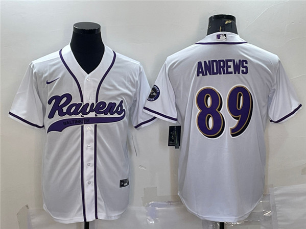 Baltimore Ravens #89 Mark Andrews White With Patch Cool Base Stitched Jersey