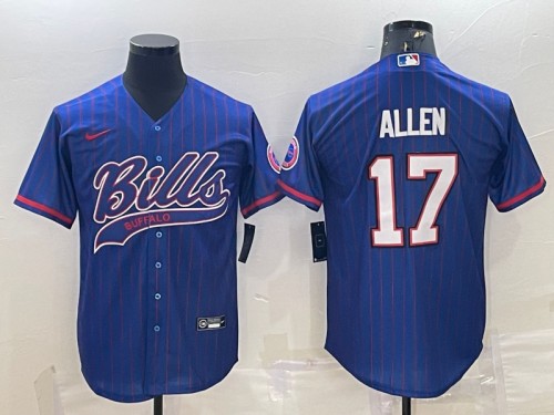 Buffalo Bills #17 Josh Allen Royal With Patch Cool Base Stitched Jersey