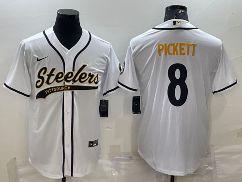 Pittsburgh Steelers #8 Kenny Pickett White With Patch Cool Base Stitched Jersey