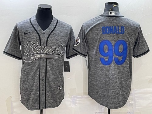 Los Angeles Rams #99 Aaron Donald Gray With Patch Cool Base Stitched Jersey