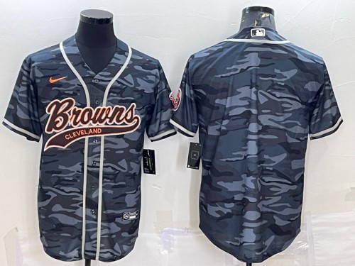 Cleveland Browns Blank Gray Camo With Patch Cool Base Stitched Jersey