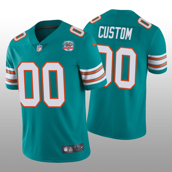 Miami Dolphins Custom 2022 Aqua With 50th Perfect Season Patch Limited Stitched Jersey