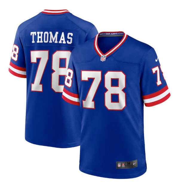New York Giants #78 Andrew Thomas Royal Classic Retired Player Stitched Game Jersey