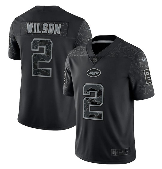 New York Jets #2 Zach Wilson Black Reflective Limited Stitched Jersey