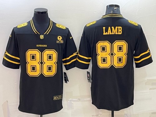 Dallas Cowboys #88 CeeDee Lamb Black Gold Edition With 1960 Patch Limited Stitched Jersey