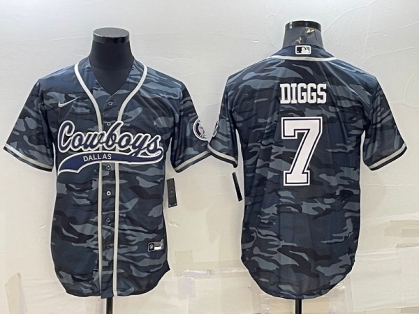 Dallas Cowboys #7 Trevon Diggs Gray Camo With Patch Cool Base Stitched Jersey