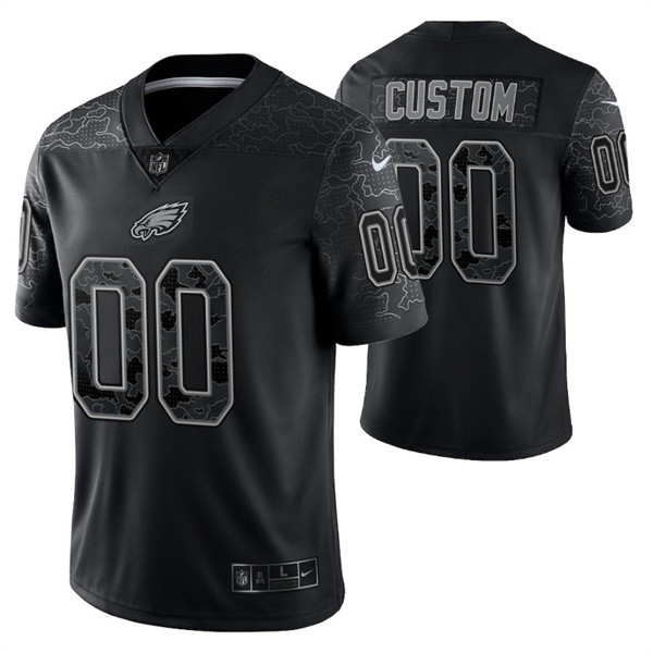 Philadelphia Eagles Custom Black Reflective Limited Stitched Jersey