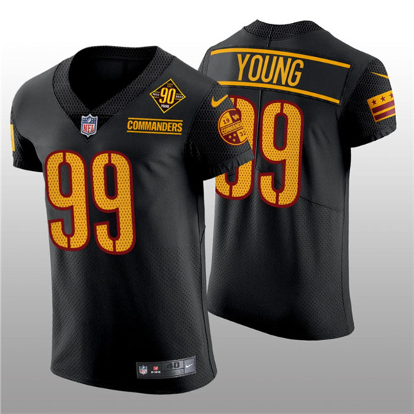 Washington Commanders #99 Chase Young Black 90th Anniversary Elite Stitched Jersey