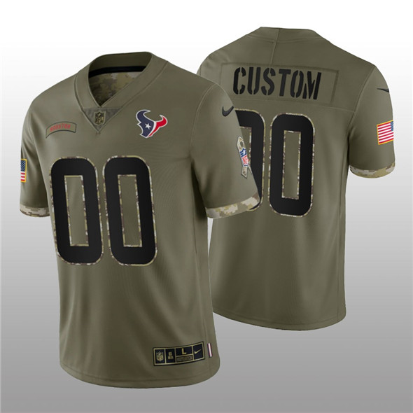 Houston Texans Custom 2022 Olive Salute To Service Limited Stitched Jersey